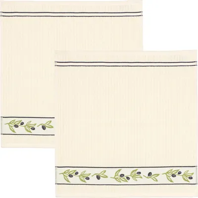 Produktbild von Kracht Frottier-Geschirrtuch Olivenzweige" 2er-Pack Olivenzweige 50x50 cm"