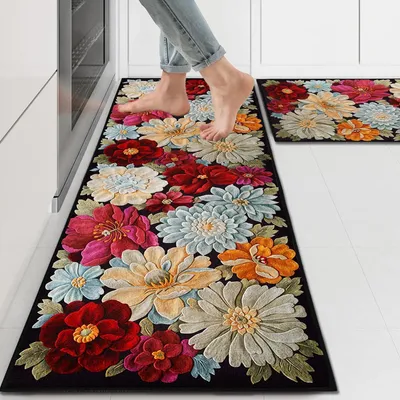 Immagine prodotto di Set di 2 tappetini per cucina, lavabili, antiscivolo, dimensioni 40x120 cm + 40x60 cm