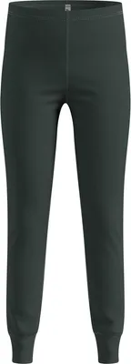 Dunkelgrüne Odlo Active Warm Kids Leggings mit elastischem Bund und Bündchen an den Beinenden
