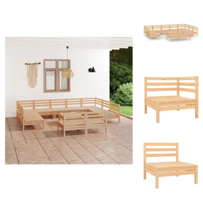 Produktbild von vidaXL 12-tlg. Garten-Lounge-Set Massivholz Kiefer -  Gartenmöbel-Sets