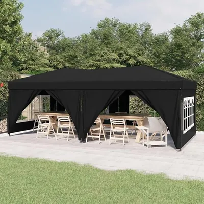 Produktbild von Partyzelt Faltbar mit Seitenwänden, Pavillon, Party Zelt, Bierzelt, Faltpavillon, Gartenzelt, Lackierzelt, Zelt Garage, Zeltgarage, Schwarz 3x6 m