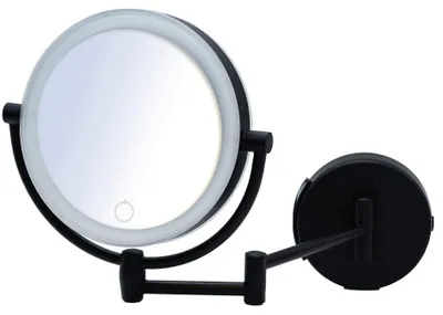 Make-up-Spiegel mit LED, Touch-Dimmer, 5x Vergrößerung, schwarz