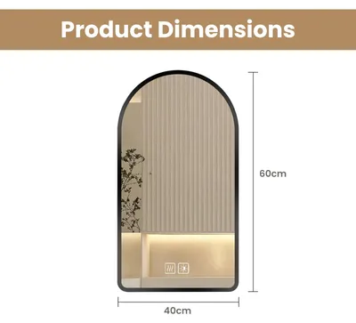 Image de Miroir de salle de bain LED - 40 x 60 cm - Miroir mural - Verre HD sans cuivre - Capteur tactile - Anti-buée - Trois couleurs de lumière - Cadre en aluminium