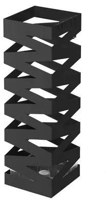 Image de Porte-parapluies moderne Oskar en métal noir avec bac