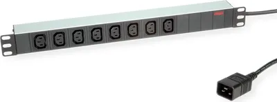 Produktbild von ROLINE 19-Zoll-Steckdosenleiste 8fach C13 + C20-Stecker, silberfarben, 2 m