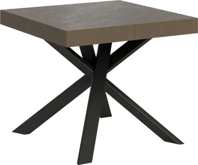 Produktbild von Ausziehbarer Tisch 90/194x90 cm Clerk taubengrau mit anthrazitfarbenen Beinen