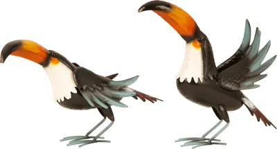 Produktbild von 2 Stück Tukan Vogelfiguren Metallfiguren 20,5cm/27cm  Dekoration Haus Garten