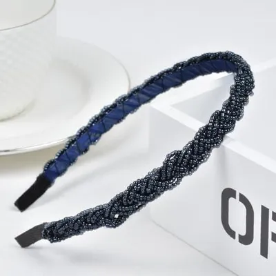Produktbild von Geflochtener dunkelblauer Haarreif für Damen als Trachtenschmuck zum Dirndl und