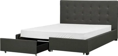 Produktbild von BELIANI Polsterbett Grau 160 x 200 cm mit 2 Bettkästen Integrierte Lattenrost Gepolsterte Kopfteil Klassisch