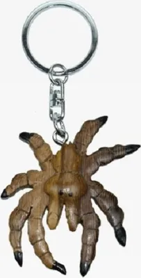 Produktbild von Schlüsselanhänger Spinne, Vogelspinne Schlüsselring Talisman Rucksackanhänger Tier Holz Metall