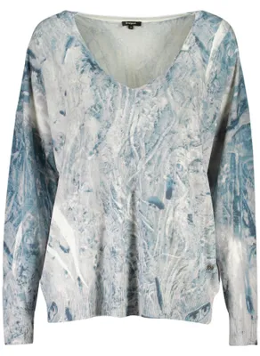 Produktbild von Stylisches Damen-Pullover Blau mit Muster und V-Ausschnitt entdecken