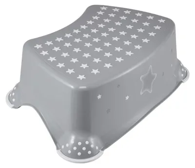 Immagine prodotto di Sgabello gradino con stelle - Antiscivolo - Grigio - 40,5 x 28,5 x 14 cm - Per bambini da 3 a 14 anni