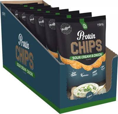 Produktbild von NanoSupps Protein Chips (8x40g) Sour Cream & Onion - Funktionelle Lebensmittel - Eiweiß-Snacks