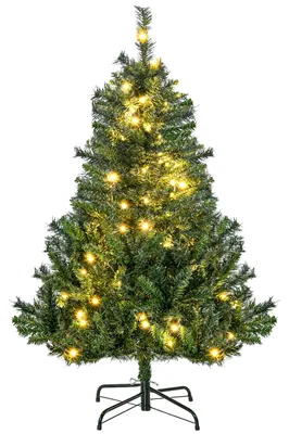 Imagen del producto de Árbol de Navidad HOMCOM de 120 cm, abeto decorado con luces LED y estrella de fibra óptica