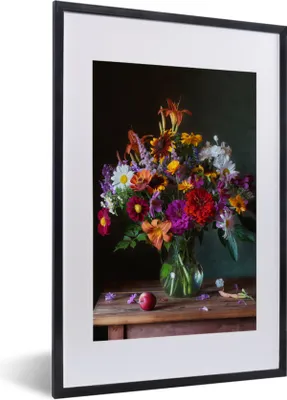 Produktbild von MuchoWow® Gerahmtes Poster Farben - Blumen - Stillleben 40x60 cm - Poster mit Schwarzem Bilderrahmen Wandposter Rahmen Foto Bilder - Poster in Rahmen