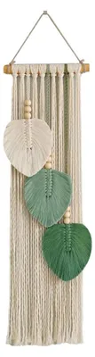 Produktbild von Handgewebtes Baumwollwandbild mit Blätermotiv