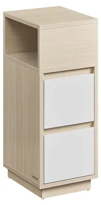 Immagine prodotto di Tavolino da notte in legno con cassetti – 30 x 25 x 65 cm – Beige/Bianco