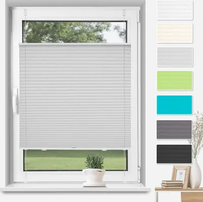 Produktbild von Plissee ohne Bohren,Hellgrau 70x130cm(BxH), Sichtschutz Faltrollo ohne Bohren Jalousie Rollos für Fenster und Tür