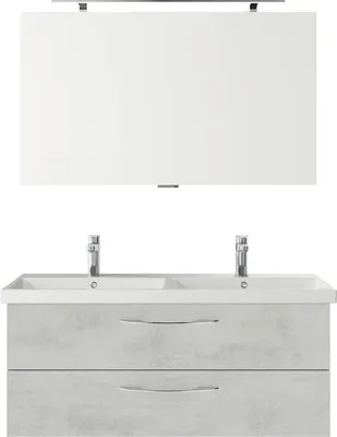 Produktbild von Badmöbelset 3-teilig Pelipal Serie 4035 BxHxT 120 x 200 x 45 cm Frontfarbe grau mit Waschtisch Keramik weiß und Keramik-