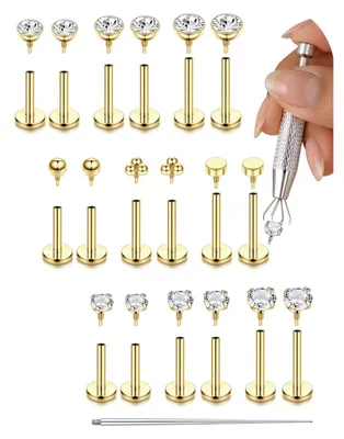 Productafbeelding van 18-delige Tragus Piercing Set van Chirurgisch Staal met CZ Steentjes