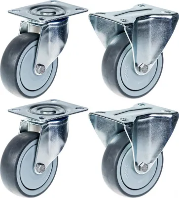 Immagine prodotto di 80 mm 3" con ruote in gomma grigia girevoli e fisse con una portata di 320 kg, set da 4