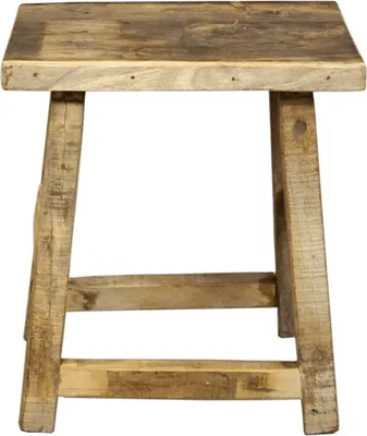 Produktbild von Rustikaler heller Hocker aus Recyclingholz