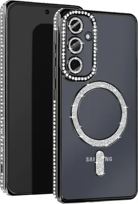 Produktbild von Avizar, Diamant-Hülle für Samsung A35 – MagSafe-Schutz mit Strass-Rand, Schwarz