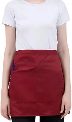 Produktbild von 2 Stück Kochschürzen mit 2 Taschen, kurze Schürzen für Herren und Damen, Halbschürzen für Küche und Grill, 58×43 cm