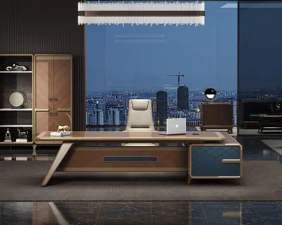 Immagine prodotto di Elegante scrivania angolare in marrone - pratica ed elegante per l'ufficio