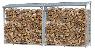 Produktbild von Set 2 Stück Aluminium Kaminholzregal Außen 185 x 70 x 185 cm, Pro - 40 mm Stahlprofil, Anthrazit, Wetterfest, Kapazität 4,6 m³ (7 SRM)