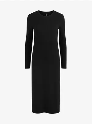 Productafbeelding van Zwart gebreid midi-jurk, model Pieces Kylie