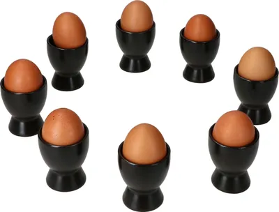 Produktbild von 8x Nero Eierbecher schwarz Steingut für 8 Personen Frühstück Brunch Buffet
