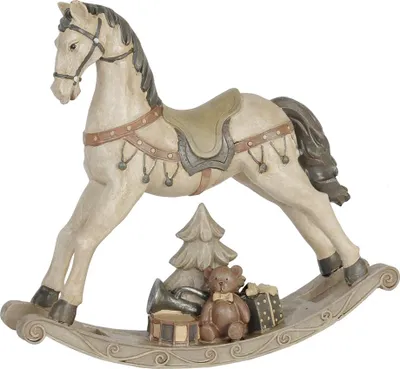Image de Clayre & Eef Figurine Cheval 30x8x27 cm Blanc Polyrésine