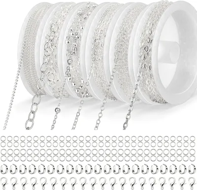 Productafbeelding van Sieraden Ketting Set - Knutselketting Ijzer - Sieraden Maken - Inclusief Sluitingen - 14 Meter - Zilver