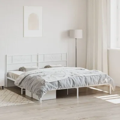 Produktbild von Bettgestell mit Kopfteil Metall Weiß 200x200 cm