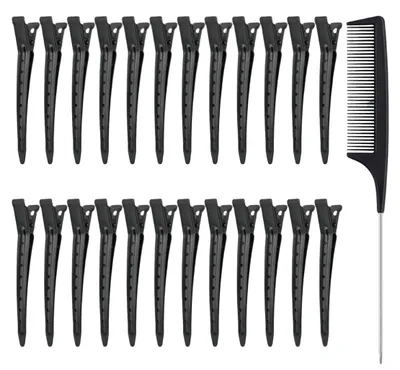 Produktbild von 24-teiliges Set mit Haarspangen, Krokodilklemmen, unsichtbaren Haarspangen, Styling-Clips, Friseurbedarf, für Frauen und Mädchen, Salonfrisuren