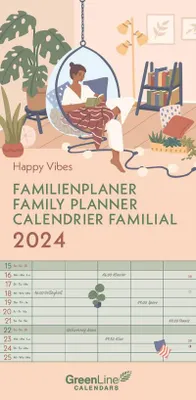 Produktbild von GreenLine Happy Vibes 2024 Familienplaner - Familien-Kalender - Wandkalender - 22x45