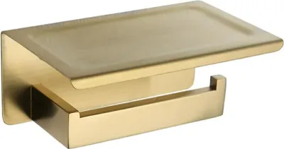 Produktbild von Toilettenpapierhalter Wandhalterung Badezimmer Regal Stahl gebürstet Gold Haken