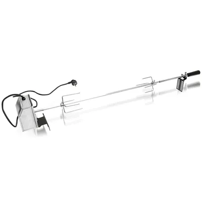 Immagine prodotto di Yakimz BBQ Skewer Set 107cm Spiedo elettrico di alta qualità con aghi per carne 2X e motore in acciaio inox, 220V - 240V, girarrosto in acciaio inox, girarrosto, spiedo universale per grigliare