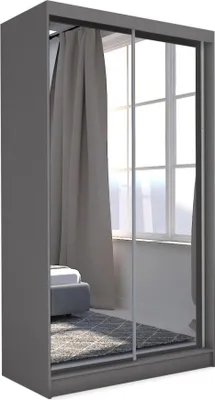 Image de Armoire BEAUTYSOFA avec portes coulissantes DEBRA - Armoire 120cm avec miroirs et tringle à vêtements (graphite)