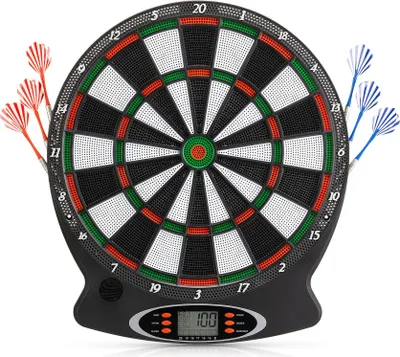 Produktbild von Outtec® Elektronische Dartscheibe, Dartautomat, Dartboard mit LED-Bildschirm - 18 Spiele 159 Variationen für 1-8 Spieler, inkl. 6 Darts und 6 Spitzen