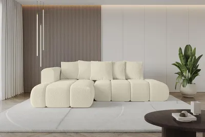 Produktbild von ALTDECOR Ecksofa mit Schlaffunktion und Bettkasten CLOUD-L-v1 280x185x90 Beige - Corner Sofa Bett Eckcouch Couch L-Form Schlafcouch Ausziehbar Wohnlandschaft Schlafsofa Cauchsofa