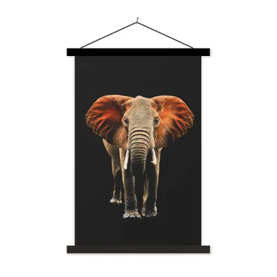 Produktbild von MuchoWow® Textilposter Elefant - Schwarz - Orange 40x60 cm mit schwarzem Rahmen - Wanddekorationen
