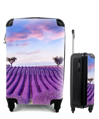 Produktbild von MuchoWow® Koffer Handgepäck Trolley Rollkoffer Kleine Reisekoffer mit 4 Rollen - Lavendel - Natur - Lila - Bäume - Blumen - Cabin Size < 55x40x23 cm & 55x40x20 cm - Fotokoffer - Kabinenkoffer - Boardgepäck - Reise-Box - Reisekoffer - Reisegepäck - Koffer mit Bild - Trolley für Kinder