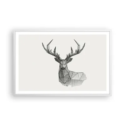 Produktbild von Gerahmtes Poster - Weißer Rahmen - Hirsch Skizze Skandinavisch - 91,5x61 cm - Wand Bild - Wanddeko - Wandbilder - Kunstposter - Wandposter - Bilderrahmen - Bilder - Kunstdruck - P2WAA91x61-4950