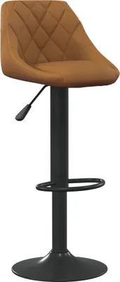 A single brown velvet bar stool with a black metal base and adjustable height.
