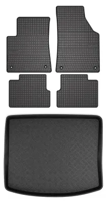 Productafbeelding van Rubberen automatten + kofferbakmat voor Jeep Cherokee KL vanaf 2013 – 5-delig, zwart, op maat – Wielganizator SolidPRO