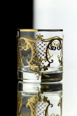 Produktbild von Casa Padrino Luxus Barock Whisky Glas 6er Set Gold Ø 8 x H. 9 cm - Handgefertigte und handbemalte Whiskygläser - Hotel & Restaurant Accessoires - Luxus Qualität