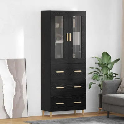 Produktbild von vidaXL Highboard Schwarz Eichen-Optik 69,5 x 34 x 180 cm