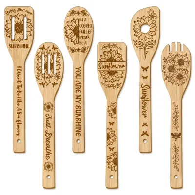 Image de Ensemble de 6 cuillères en bois pour la cuisine et la pâtisserie